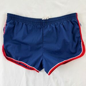 Vintage 70’s Swim Trunks Blue Red/White Short Shorts Size L